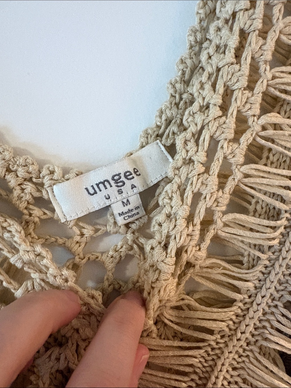 Umgee Tan Tunic with Cream Crochet Trim - Picture 2 of 4